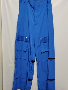AKIRA Electric Blue Parachute Women's XL Cargo Vinyl Pants